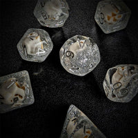 Thumbnail for Skull & Silver Glitter in Clear Resin - 7pcs RPG Full Dice Set