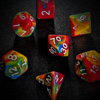 Thumbnail for 7pcs Dice Acrylic Blend White Font Pink Yellow Blue