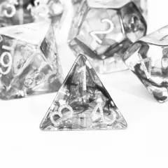 Black Swirl in Clear Resin - 7pcs RPG Full Dice Set