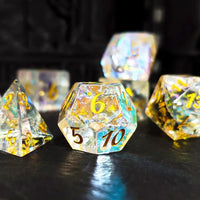 Thumbnail for 7pcs Dice Gem Frosted Glass Gold Font Cracked Prism