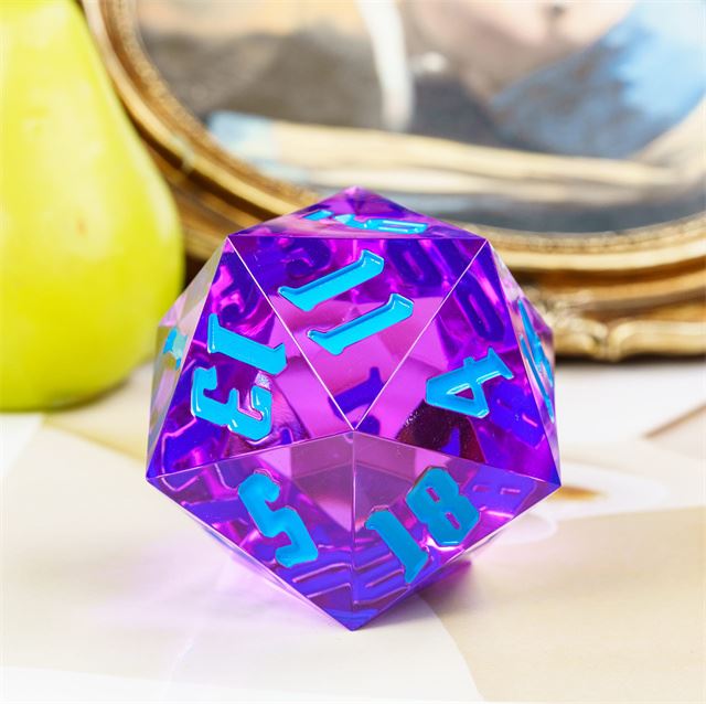 Purple & Clear Sharp Acrylic - D20 RPG Dice