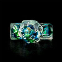 Thumbnail for Blue & Cyan Bead in Clear Resin - 7pcs RPG Full Dice Set