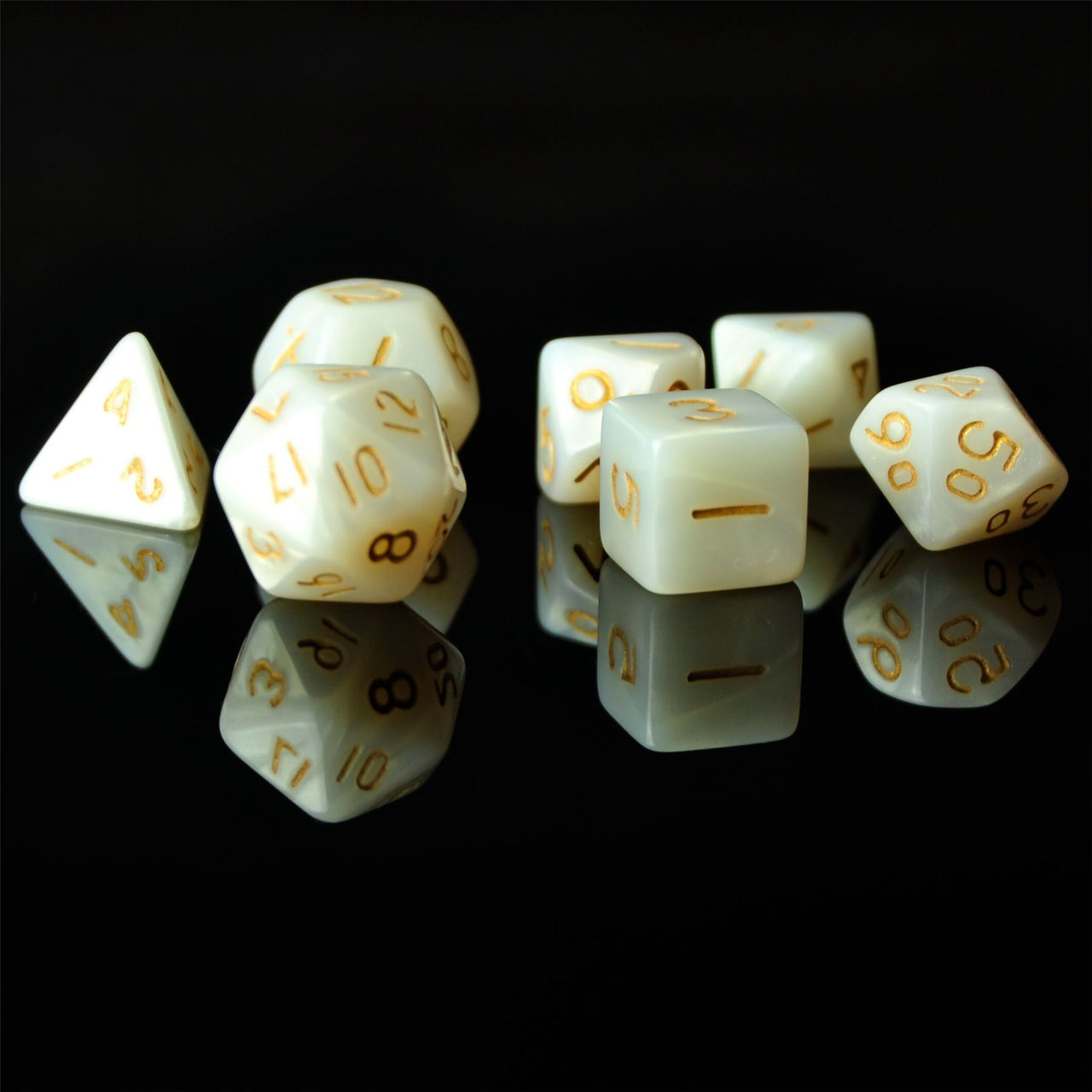 Silk White Acrylic - 7pcs RPG Mini Dice Set