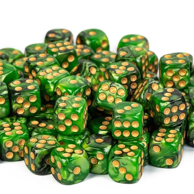 16mm Green Acrylic  - 6pcs D6 RPG Dice Set