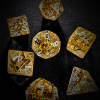 Thumbnail for Gold Confetti in Clear Resin - 7pcs RPG Full Dice Set