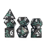Thumbnail for 7pcs Dice Metal Lotus White Font Glitter Green Nickel