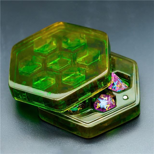 Yellow & Green Resin with 7 Slots - Dice Storage