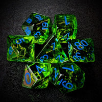 Thumbnail for Bow in Clear & Green Resin - 7pcs RPG Full Dice Set