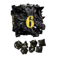 Thumbnail for 7pcs Dice Metal Hollow Dragons Head Red Font Black