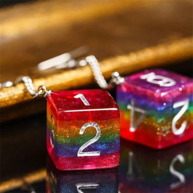 Rainbow Resin - D6 Earings