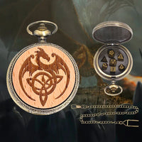 Thumbnail for Dragon on Bronze and Wood Pocket Watch with Mini Dice - Pendant