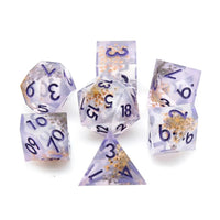 Thumbnail for Flower in Yellow & Purple Filled Sharp Resin - 7pcs RPG Dice Set