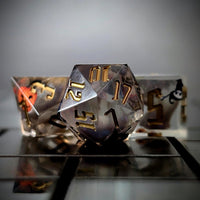 Thumbnail for Halloween Spooky in Grey Filled Sharp Resin - 7pcs RPG Dice Set