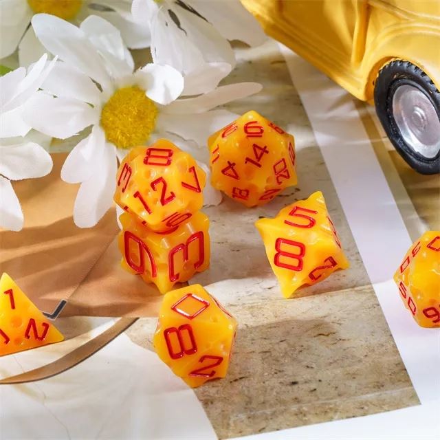 Yellow Cheese Resin -  7pcs RPG Dice Set