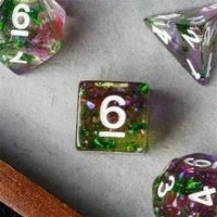 Thumbnail for 7pcs Dice Resin Swirl White Font Clear Green Purple