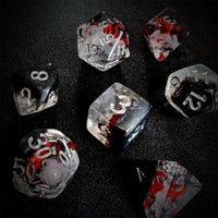 Thumbnail for Red Spider in Clear & Black Resin - 7pcs RPG Full Dice Set