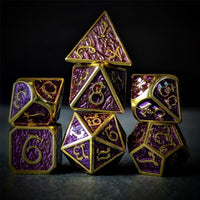 Thumbnail for Purple Enamel in Gold Metal - 7pcs RPG Dice Set