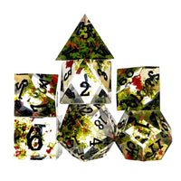Thumbnail for 7pcs Dice Sharp Filled Black Font Flowers Red Green Clear