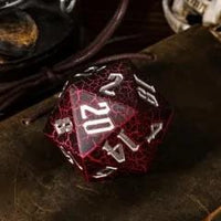 Thumbnail for D20 Dice Resin 55mm Cracked Silver Font Yellow Pink Black