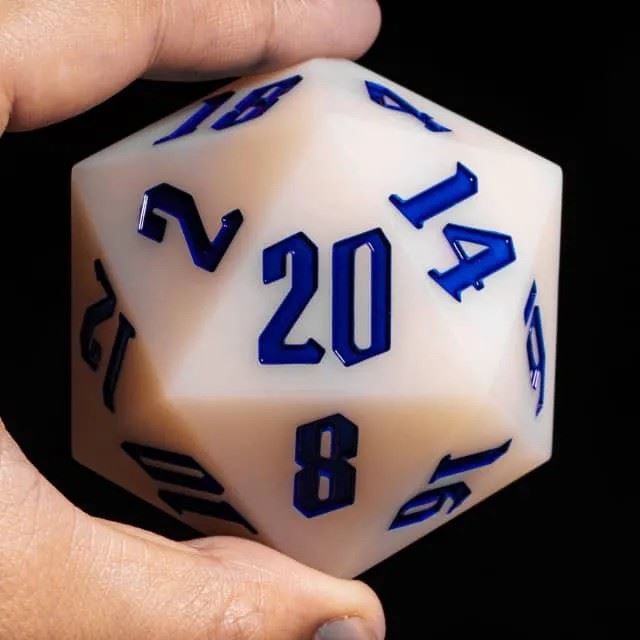 Blue on Solid White Silicone - D20 RPG Dice