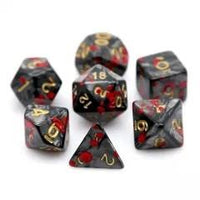 Thumbnail for Red Blood Splatter on Black Silk Acrylic - 7pcs RPG Full Dice Set