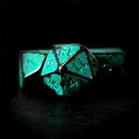 Thumbnail for Washed Cyan on Black Acrylic - 7pcs RPG Full Dice Set Close