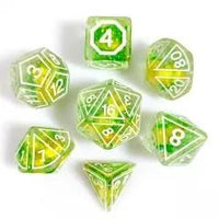 Thumbnail for 7pcs Dice Resin Pattern Flower White Font Clear Green