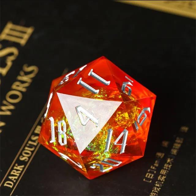 Candy in Orange with Yellow Foil Sharp Resin - D20 RPG Dice