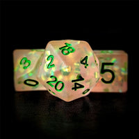 Thumbnail for Confetti in Frosted Pink Resin - 7pcs RPG Full Dice Set