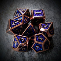 Thumbnail for Glitter Blue Enamel in Copper Metal - 7pcs RPG Dice Set