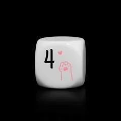 6pcs D6 16mm Dice Acrylic Printed Black Font Play Cat White