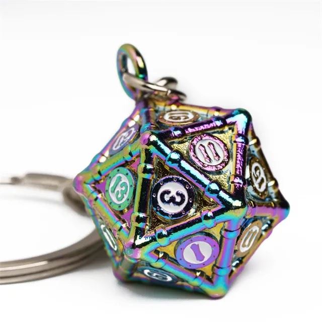 Steampunk Rainbow Metal  - D20 Keyring