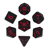 Thumbnail for Red on Solid Black Silicone - 7pcs RPG Full Dice Set