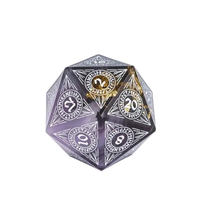 D20 Dice Sharp 33mm Candy Pattern White Font Grey