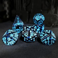 Thumbnail for 7pcs Dice Resin Pattern Class Blue Font Blue