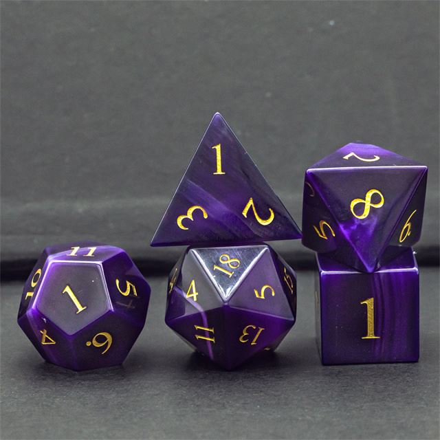 Purple Agate Gemstone - 7pcs RPG Dice Set