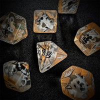 Thumbnail for Black & White Dog in Clear Resin - 7pcs RPG Full Dice Set