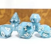 Thumbnail for 7pcs Dice Resin Swirl White Font Frosted Light Blue