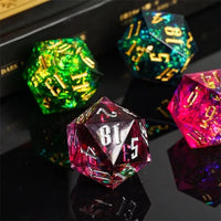 Thumbnail for Red Swirl in Red & Clear Sharp Resin - D20 RPG Dice