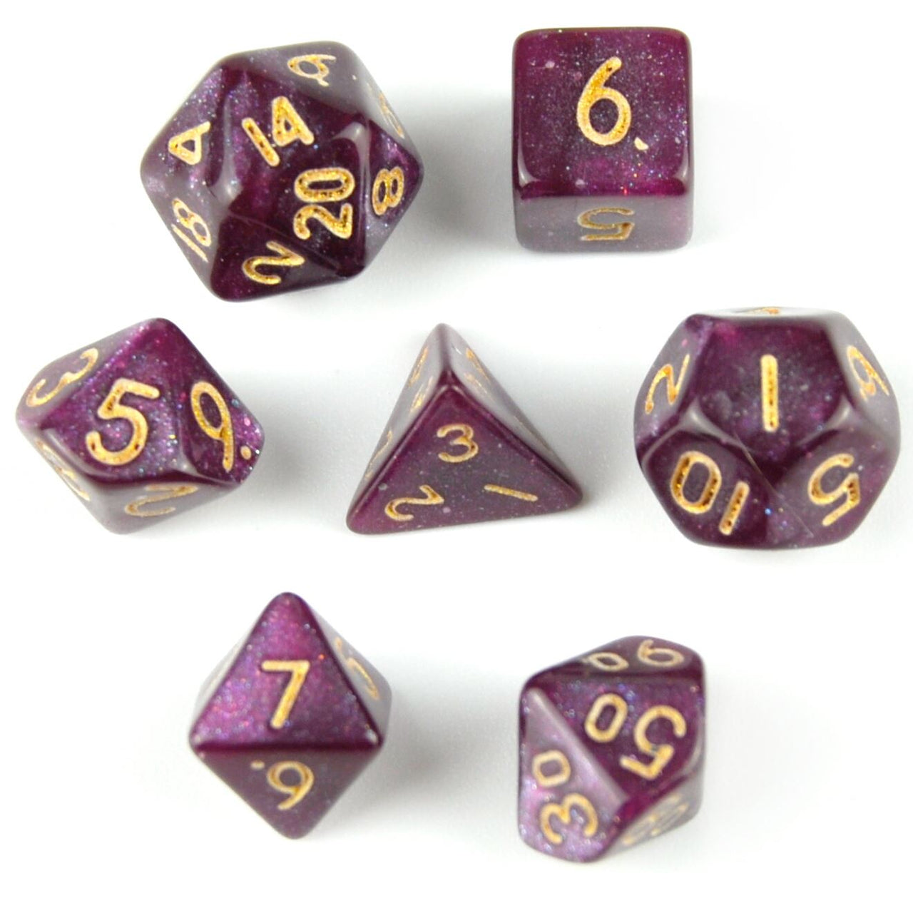 Glitter in Plum Acrylic - 7pcs RPG Mini Dice Set