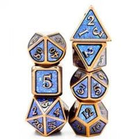 Thumbnail for Glitter Blue Enamel in Copper Metal - 7pcs RPG Dice Set