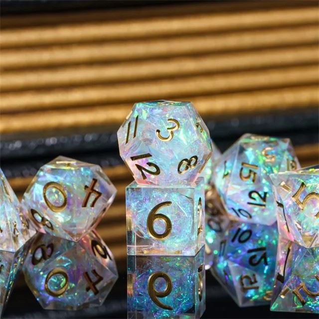 Candy in Clear Mini Sharp Resin - 7pcs RPG Dice Set