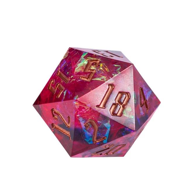 Candy in Black & Pink with White Foil Sharp Resin - D20 RPG Dice