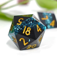 Thumbnail for Blue Band in Black Filled Sharp Resin - 7pcs RPG Dice Set