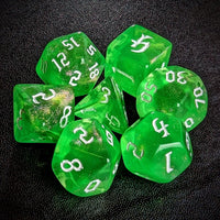 Thumbnail for Glitter in Green Acrylic - 7pcs RPG Full Dice Set Top