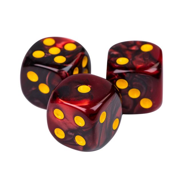 12mm Red & Black Acrylic - 10pcs D6 RPG Dice Set