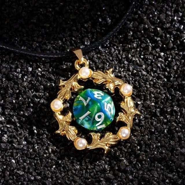 Blue & Green with Gold Chain D10 Necklace