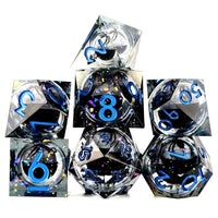 Thumbnail for Spider Ball in Clear & Black Filled Sharp Resin - 7pcs RPG Dice Set