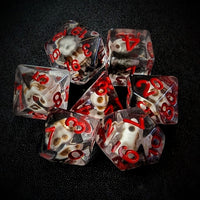 Thumbnail for Skull in Clear & Black Resin - 7pcs RPG Full Dice Set