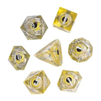 Thumbnail for Eye Ball in Yellow Filled Sharp Resin - 7pcs RPG Dice Set